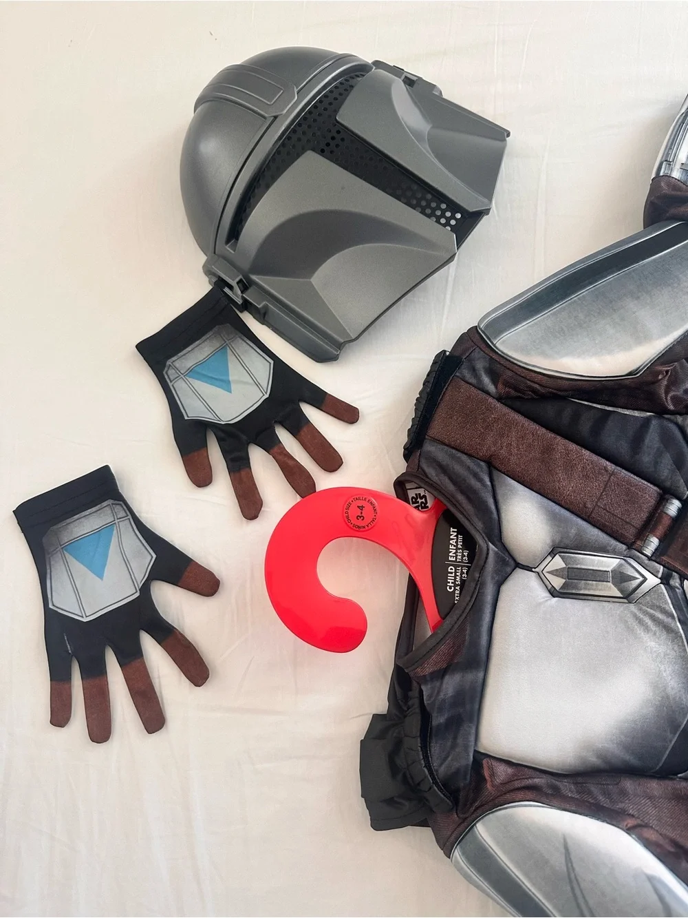 Kids Silver and Brown Mandalorian-Style Costume with Helmet